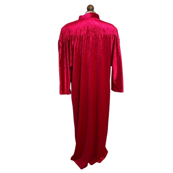 Vintage Housecoat Robe Velour Fuschia Red Size XL - Picture 2 of 10
